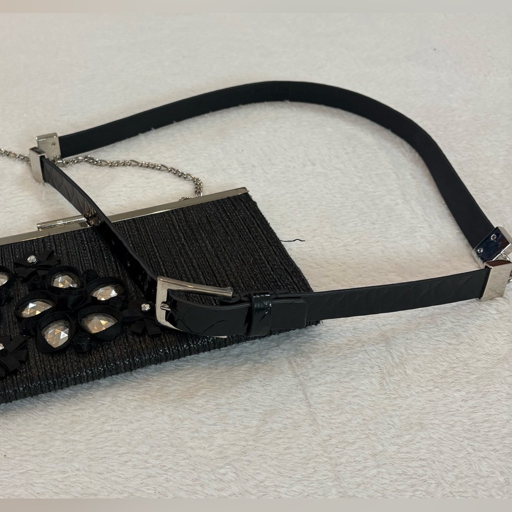 White House Black Market Black Belt with Silver Accents